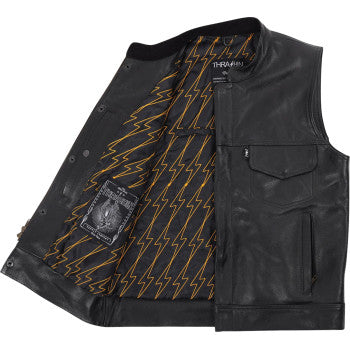 THRASHIN SUPPLY CO. Mulholland Leather Riding Vest - Black - Medium TMJ-14-09