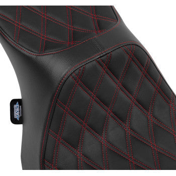 DRAG SPECIALTIES Predator III 2-Up Seat - Double Diamond - Red Stitching - FLT/FLH '23-'24 0801-1933