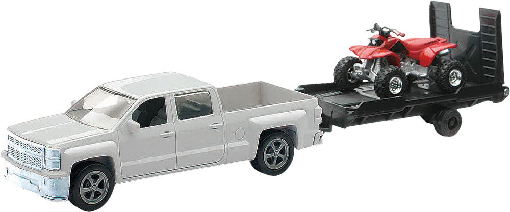 NEW-RAYReplica 1:43 Truck/Trailer/Atv Chevy White/Atv Red19535B
