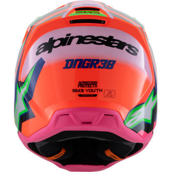 ALPINESTARS Youth SM3 Helmet - Deegan - Gloss Orange Fluo/Purple/Pink Fluo - Large 8301425-433-YL