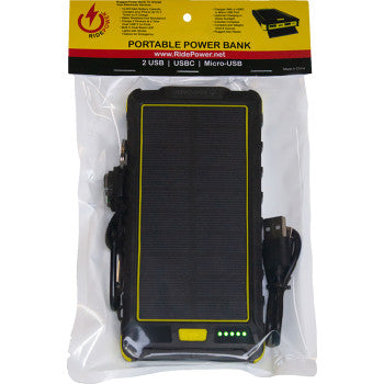 RidePower Portable Power Bank with LED Light/Solar Panel and 2 USB RPSOLAR10K