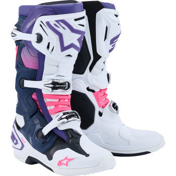 ALPINESTARS Tech 10 Boots - White/Violet/Navy/Pink Fluorescent - US 10 / EU 44.5 2010020-2780-10