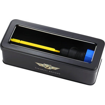 FIGURATI DESIGNS Performance Magnetic Oil Dipstick - Curved - Blue - '07-'16 Touring/Trike FDP01-TCKN-B