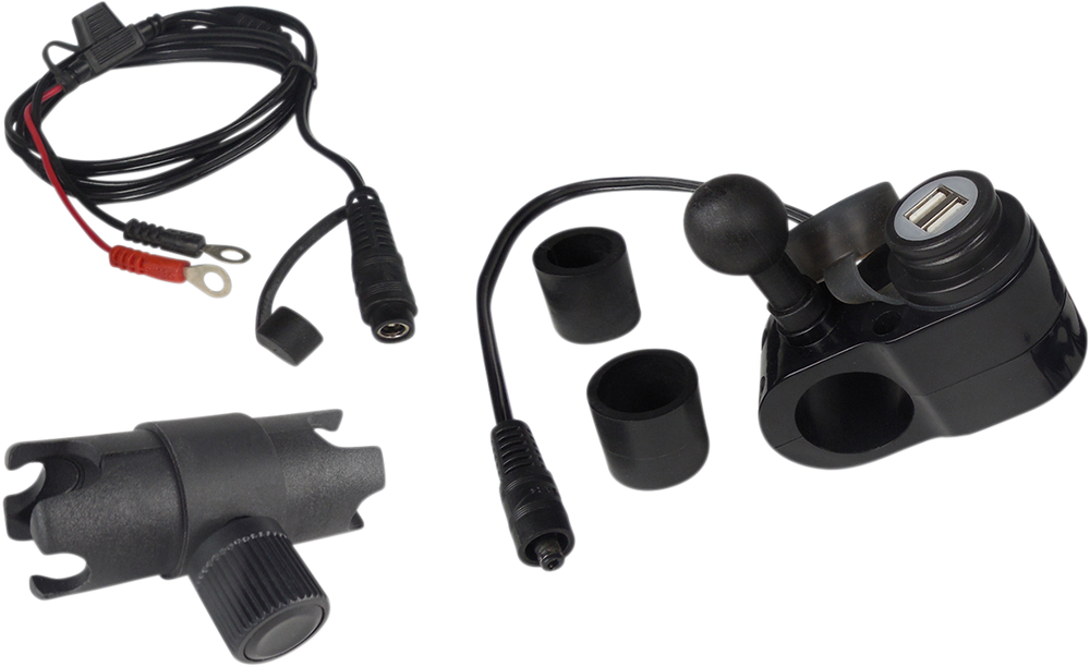 GEARS CANADA Dual USB Charger - 1" Ball Mount - Black 100366-1