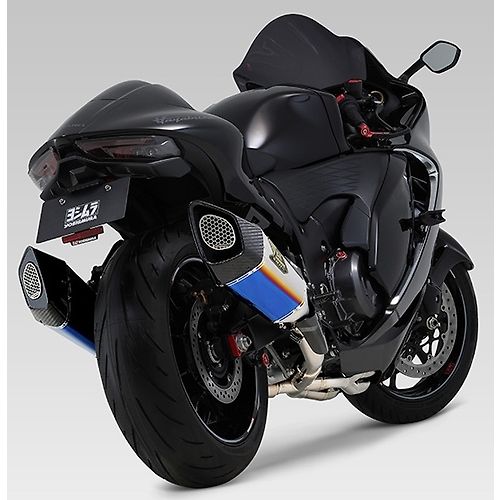 Yoshimura  BLUE Japan Machine Bent R-11Sq R Titanium Cyclone Dual Bke cover Exhaust For Hayabusa 22-25 110-592-A16G0
