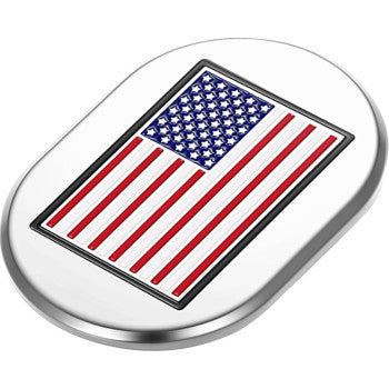 FIGURATI DESIGNS Antenna Cover - Left Rear Fender - American Flag - Chrome FD20-AC-SS-LT