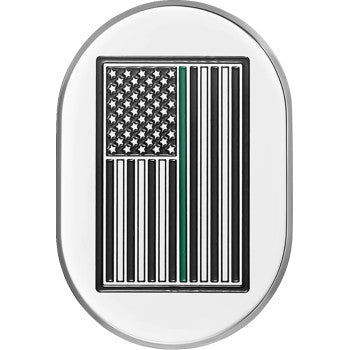 FIGURATI DESIGNS Antenna Cover - Left Rear Fender - Green Line American Flag - Chrome FD72-AC-SS-LT