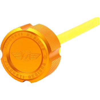 FIGURATI DESIGNS Performance Magnetic Oil Dipstick - Knurled - Gold - M8 Touring/Trike FDP01-M8KN-G