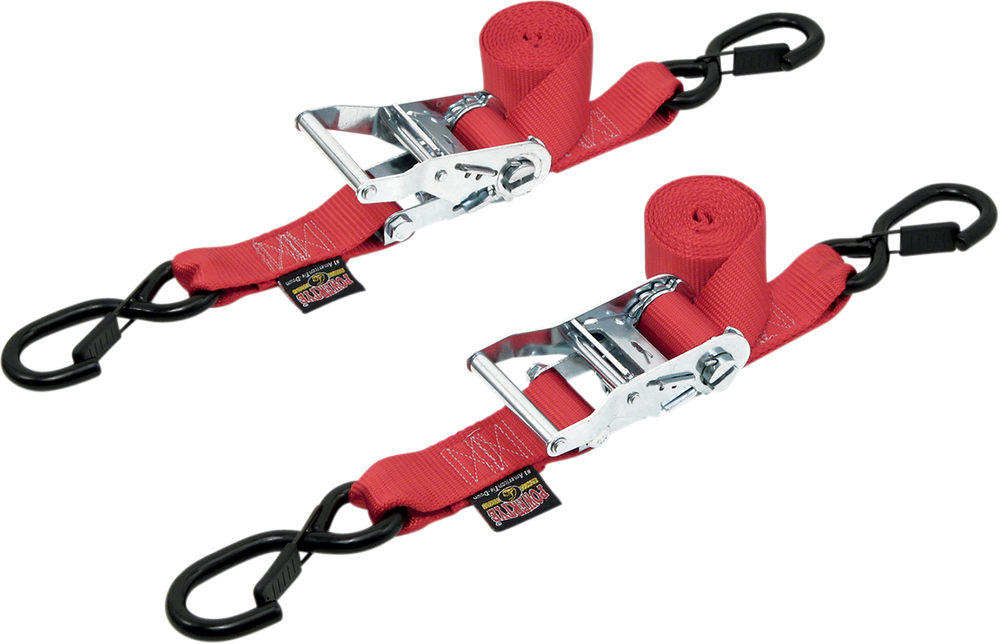 POWERTYE MFG. Ratchet Tie-Downs - 1-1/2" x 6-1/2' - Red 30571-S