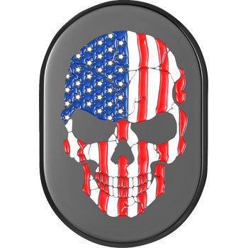 FIGURATI DESIGNS Antenna Cover - Left Rear Fender - American Flag Skull - Black FD25-AC-BLK-LT
