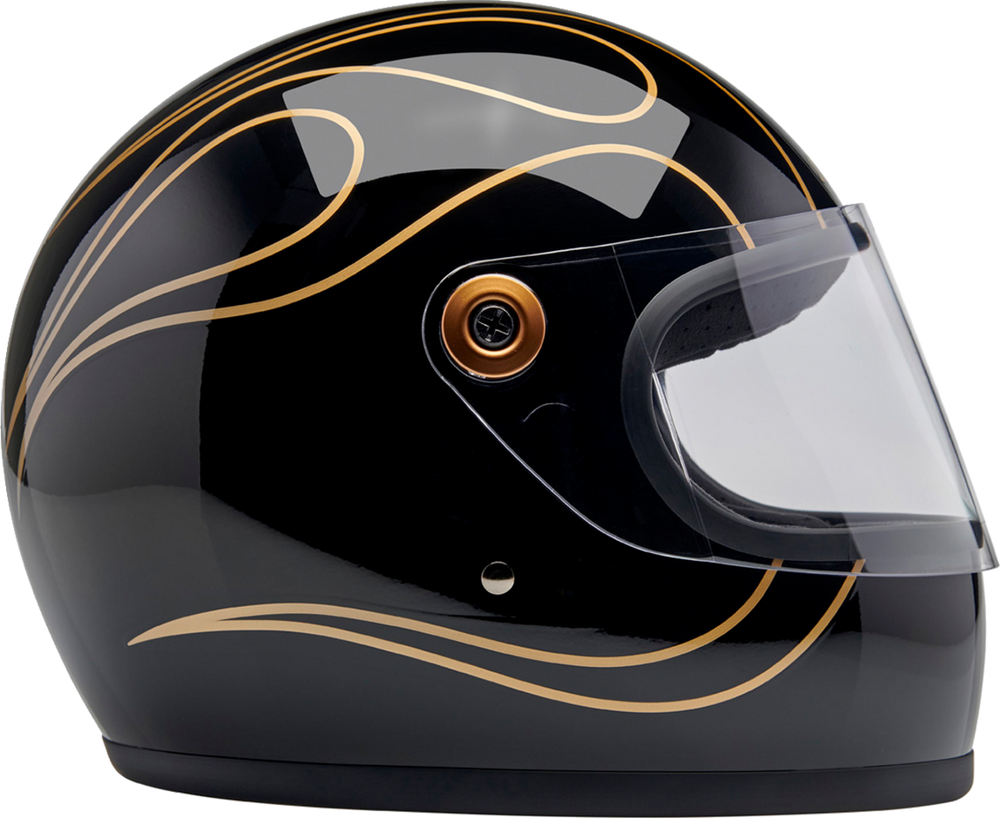 BILTWELL Gringo S Helmet - Gloss Black Flames - 2XL 1003-567-506