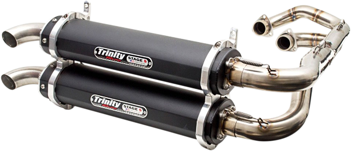 TRINITY RACING Dual Exhaust - Black RZR 4 Turbo/General 1000 /RZR S T/TR-4162D-BK