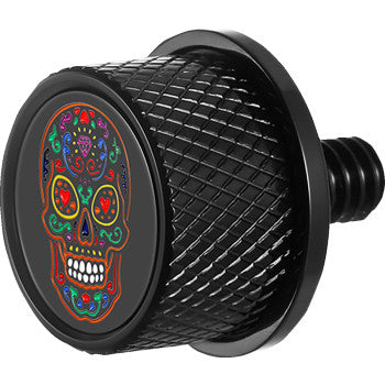 FIGURATI DESIGNS Seat Mounting Knob - Black - Sugar Skull FD30-SEAT-SCREW-BLK