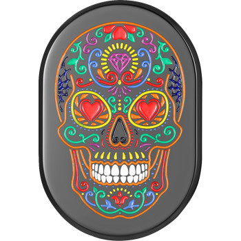 FIGURATI DESIGNS Antenna Cover - Left Rear Fender - Sugar Skull - Black FD30-AC-BLK-LT