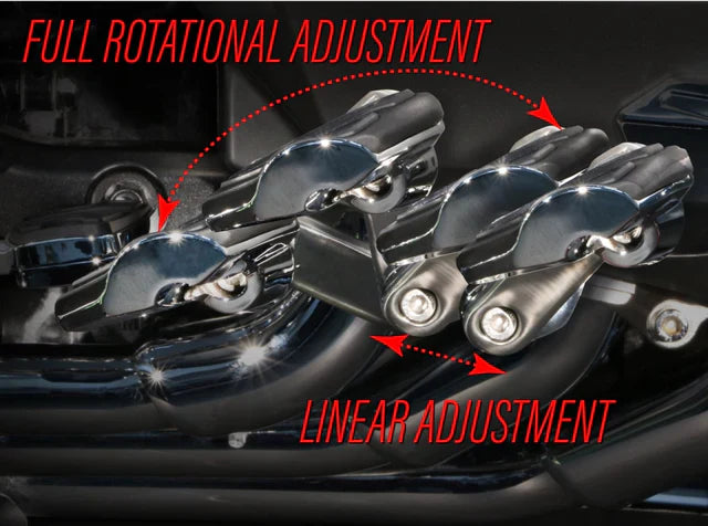 Goldstrike  3-Way Adjustable Highway Peg Mounts With Twin Rail Pegs For Gold Wing 18-Up Black 60325