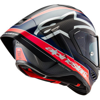 IN STOCK ALPINESTARS Supertech R10 Helmet - Team - Matte Black/Carbon Red Fluo/Blue - Medium 8200224-1383-M