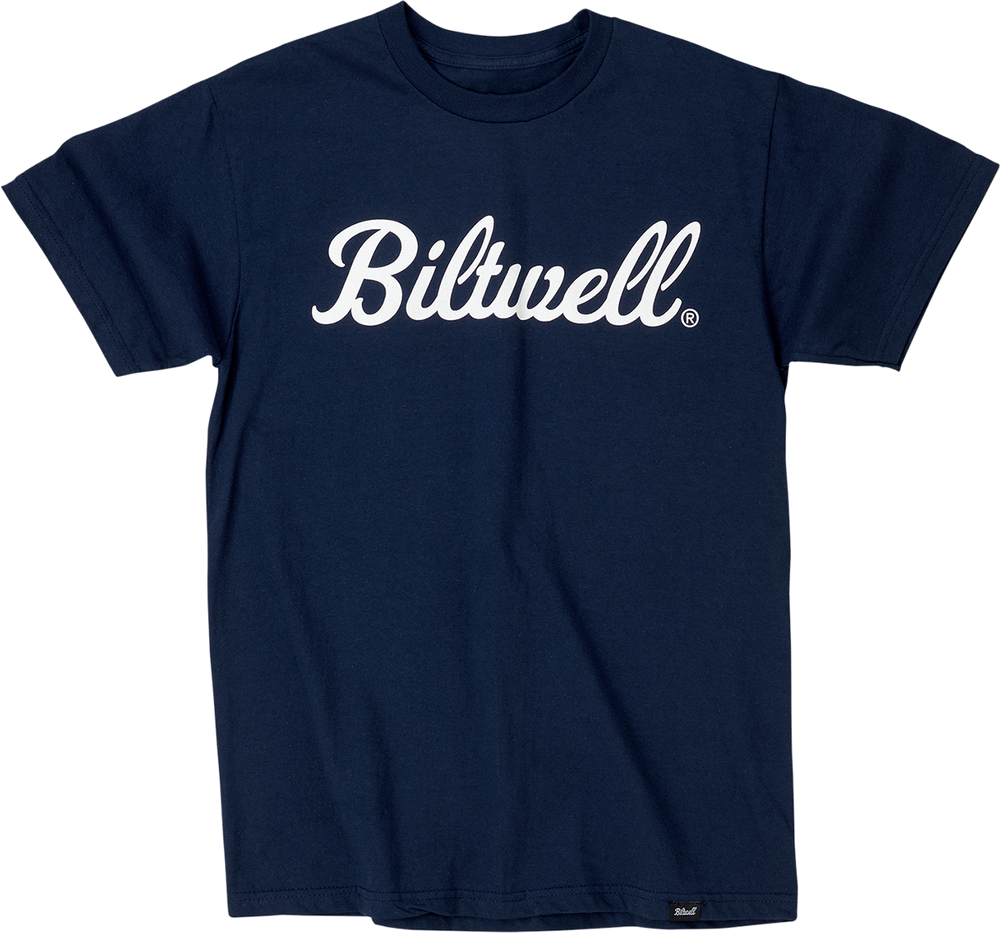 BILTWELL Script T-Shirt - Navy - Small 8101-052-002