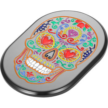 FIGURATI DESIGNS Antenna Cover - Left Rear Fender - Sugar Skull - Black FD30-AC-BLK-LT