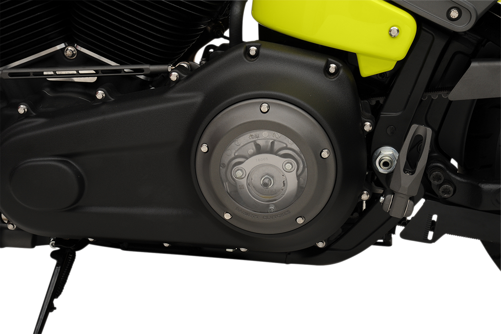 BARNETT Derby Cover - Black/Clear - '07-'18 Big Twin 343-30-44013