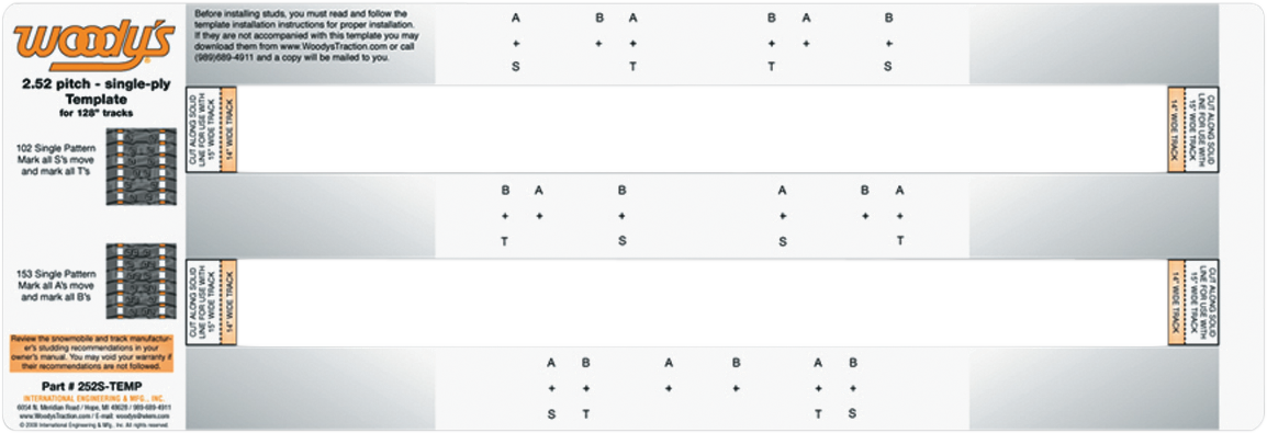 WOODY'S Template - Arctic Cat - 2.52 Pitch 252S-TEMP