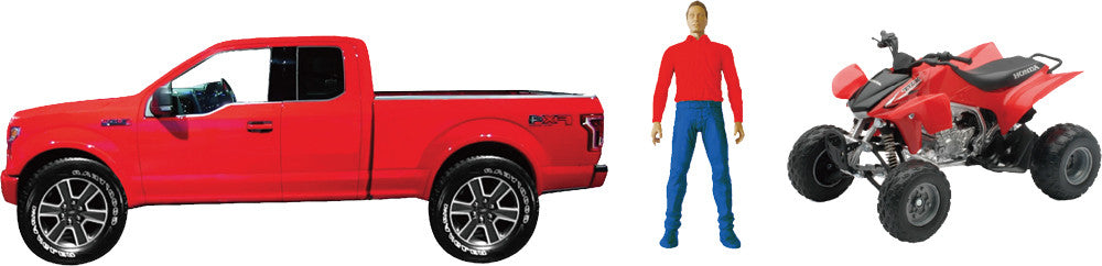 NEW-RAYReplica 1:14 Truck/Atv Ford Red/Honda Trx450r Red02206A