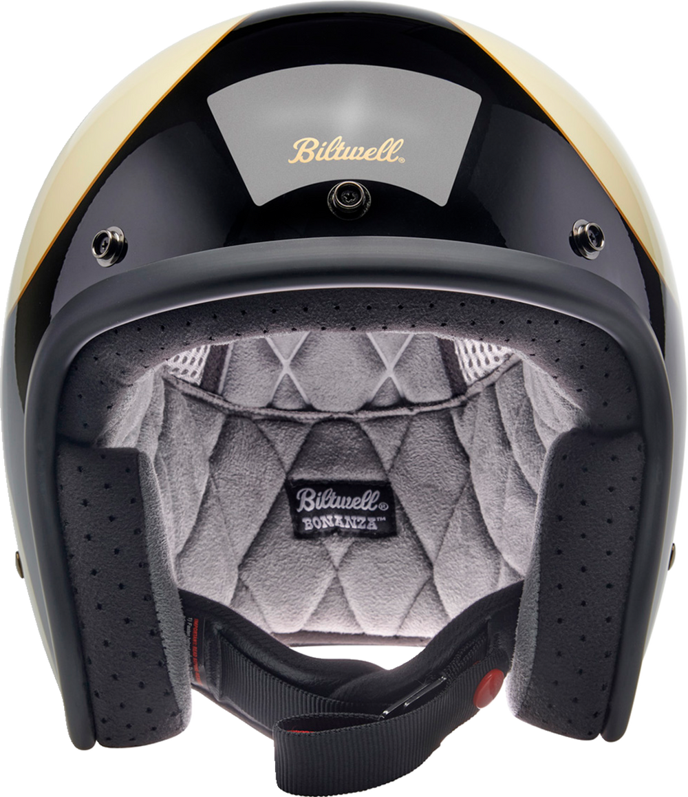 BILTWELL Bonanza Helmet - Gloss Vintage White/Black Scallop - Large 1001-559-204