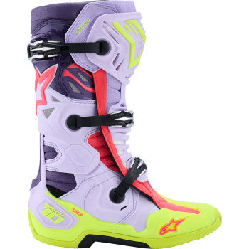 ALPINESTARS Tech 10 Supervented Boots - Purple/Fluorescent Yellow/Diva Pink - US 9 / EU 43 2010520-3150-9