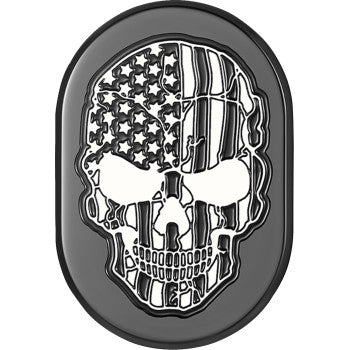 FIGURATI DESIGNS Antenna Cover - Left Rear Fender - Contrast Cut American Flag Skull - Black FD28-AC-BLK-LT