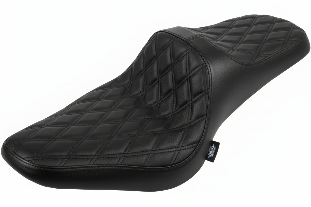 DRAG SPECIALTIES SEATS - Predator III Seat Predator III 2-Up Seat - Vinyl - Double Diamond - Black Stitch - Chieftain '25/Challenger '20-'25 - 0810-2466