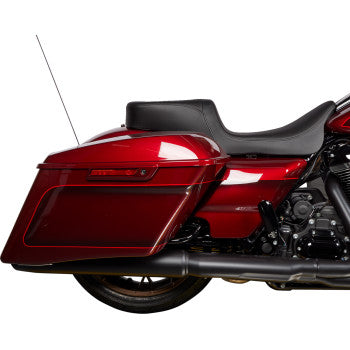 DRAG SPECIALTIES Predator 2Up Seat - Solar Leather - Black - Smooth - FLH '08-'23 0801-1495