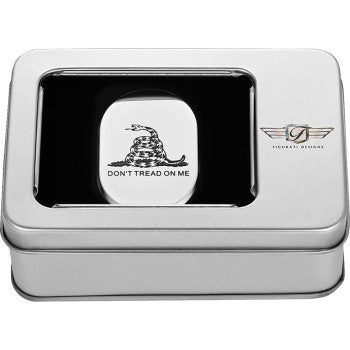 FIGURATI DESIGNS Antenna Cover - Left Rear Fender - Don't Tread On Me - Chrome FD40-AC-SS-LT