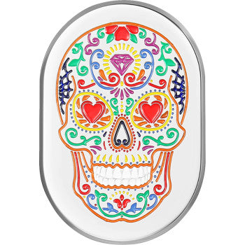 FIGURATI DESIGNS Antenna Cover - Left Rear Fender - Sugar Skull - Chrome FD30-AC-SS-LT