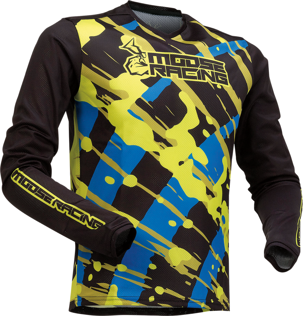 MOOSE RACING Youth Agroid Mesh Jersey - Black/Blue/Hi-Vis - Medium 2912-2166