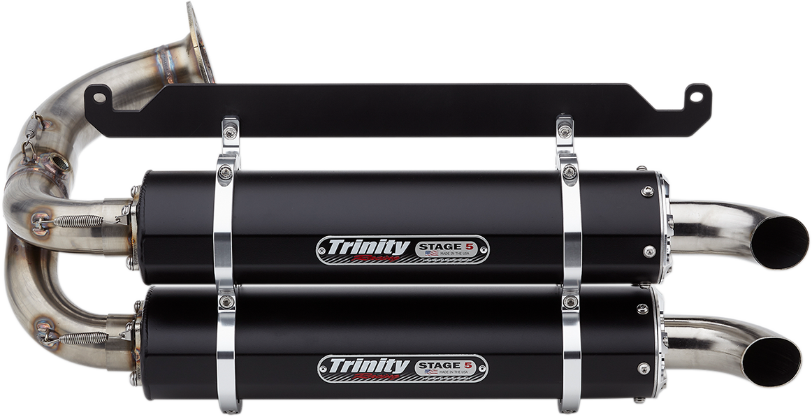 TRINITY RACING Stage 5 Slip-On Dual Muffler - Black 2019-2024 Honda Talon 2 and 4 seat TR-4169S-BK