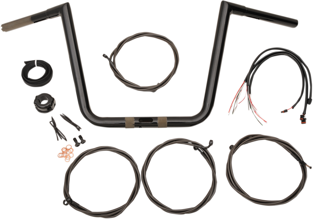 LA CHOPPERS Handlebar and Cable Kit - 10" - Black LA-7312KT1-61B