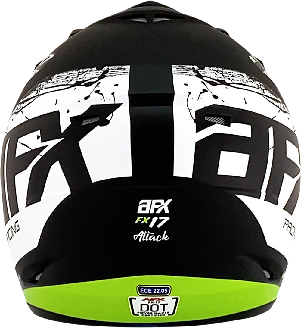 AFX FX-17 Helmet - Attack - Matte Black/Green - Large 0110-7181