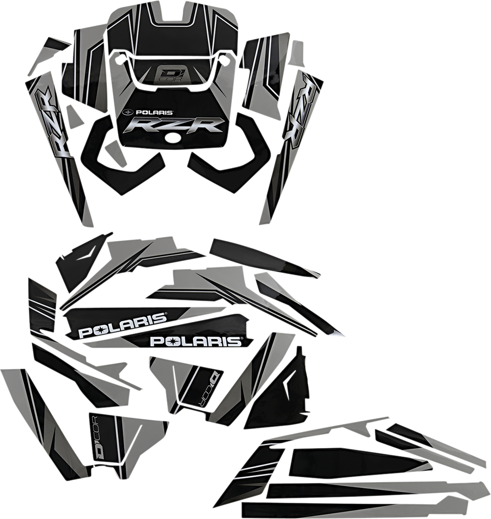 D'COR VISUALS Complete Graphics Kit - Silver/Black - 2-Door - RZR 20-60-118
