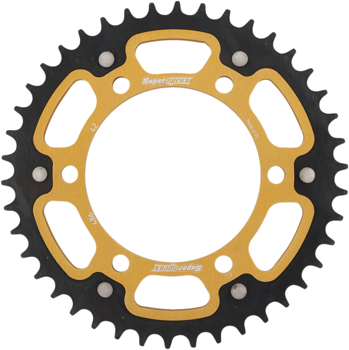 SUPERSPROX Stealth Rear Sprocket - 42 Tooth - Gold - Kawasaki/Yamaha/Suzuki RST-486-42-GLD