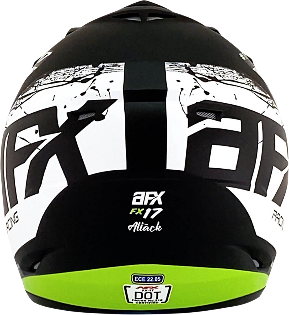 AFX FX-17Y Helmet - Attack - Matte Black/Green - Small 0111-1417