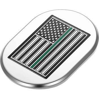 FIGURATI DESIGNS Antenna Cover - Right Rear Fender - Green Line American Flag - Chrome FD72-AC-SS-RT