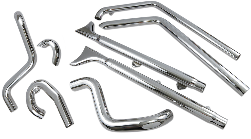 BASSANI XHAUST Chrome True Duals w/3 in. 2.25" Fishtail Mufflers with Baffles for '07-'15 Softail 1S66E-33 1800-1743