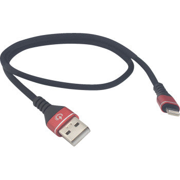 RidePower Male USB to Male Lightning Cable - Phone - Charger - 18" - Black/Red RPUSBLHT18