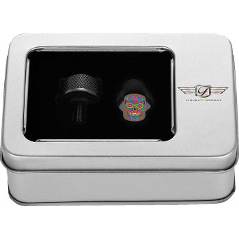 FIGURATI DESIGNS Seat Mounting Knob - Black - Sugar Skull FD30-SEAT-SCREW-BLK