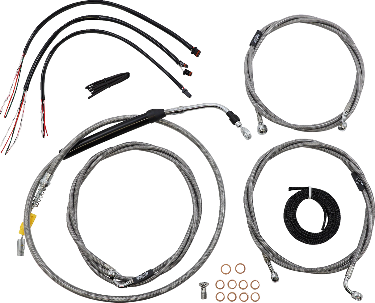 LA CHOPPERS Handlebar Cable/Brake Line Kit - Complete - 12" - 14" Ape Hanger Handlebars - Stainless LA-8058KT2-13