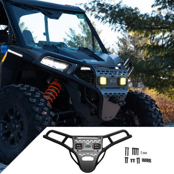 RAVEK Front Bumper/Skid Plate with Amber Lights - Black - RZR XP 1000 64-317BKLA