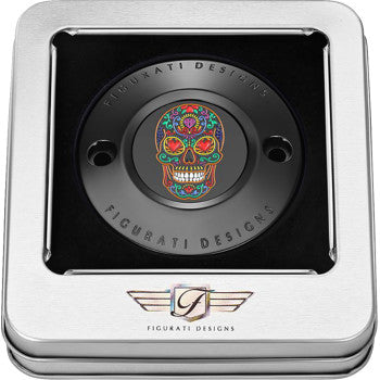 FIGURATI DESIGNS Timing Cover - 2 Hole - Sugar Skull - Black FD30-TC-2H-BLK
