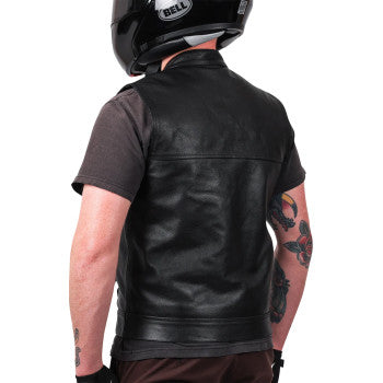 THRASHIN SUPPLY CO. Mulholland Leather Riding Vest - Black - Medium TMJ-14-09