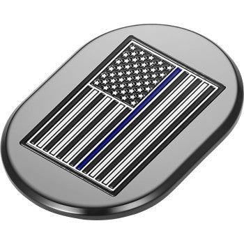FIGURATI DESIGNS Antenna Cover - Left Rear Fender - Blue Line American Flag - Black FD71-AC-BLK-LT