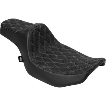 DRAG SPECIALTIES SEATS Extended Reach Predator III Set - Vinyl - Silver Double Diamond Stitch - FLT/FLH '23-'24 0801-2060
