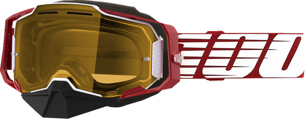 100% Armega Snow Goggles - Oversized Red - Yellow 50007-00006